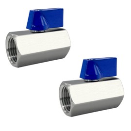 Fitvell 316 Stainless Steel Mini Ball Valve 1/4" NPT Female x Female Thread Shut Off Valve 2PCS