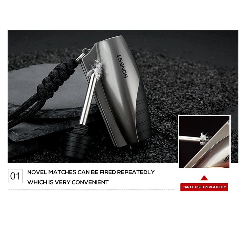 Match Lighter Refillable Outdoor Camping Igniter Gadget with Lanyard Waterproof