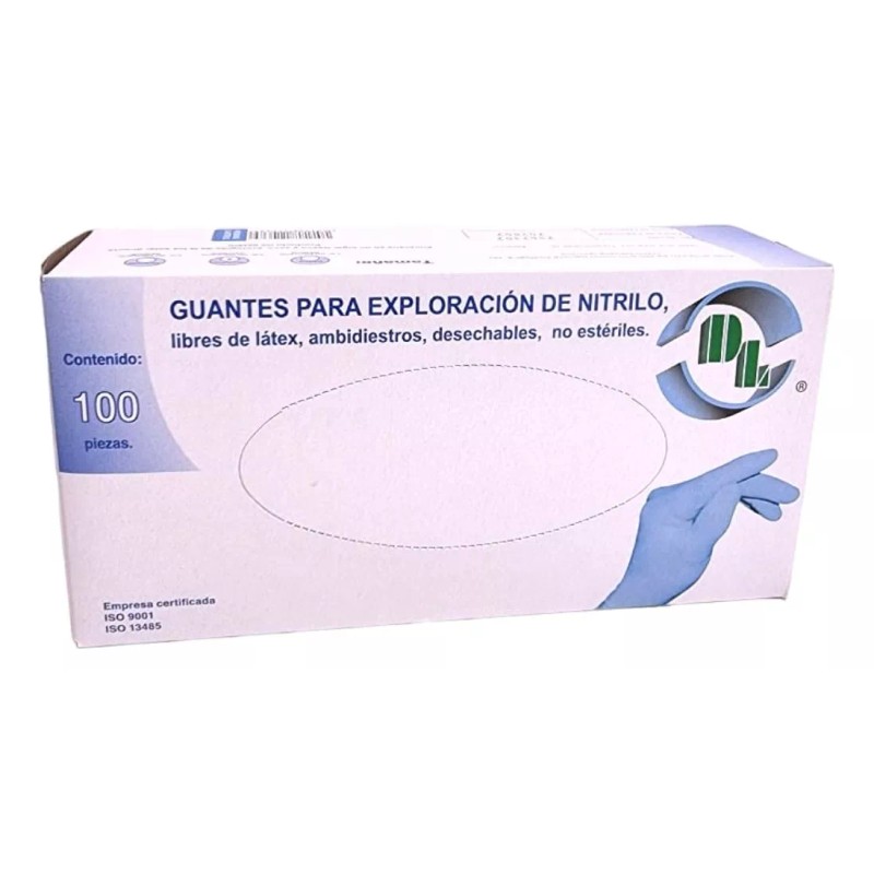 DL Guante De Látex 100 Pz Para Exploración Blanco Grande