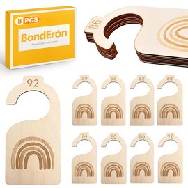 BondEron Pack of 8 Wooden Baby Size Dividers (Sizes 50-92), Clothes Sizes Dividers, Writeable Wardrobe Dividers Organiser for Wardrobe Clothes Rail, Gift Decoration for Baby Clothes