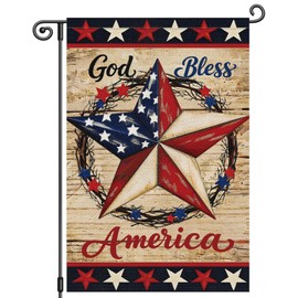 Heyfibro God Bless America Garden Flag 12x18 Inch Double Sided 4th of July Patriotic Garden Flag Red White Blue Star Independence Day Flags for Outside Yard Decorations