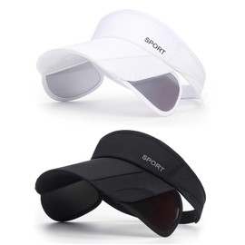 LONROI Viseras para Mujer, 2 Piezas Visera Running Ajustable, Sombrero Mujer Verano Protección UV, Gorra de Visera Golf Transpirable Malla, Sun Visor para Golf, Tenis, Equitación, Otros Deportivo