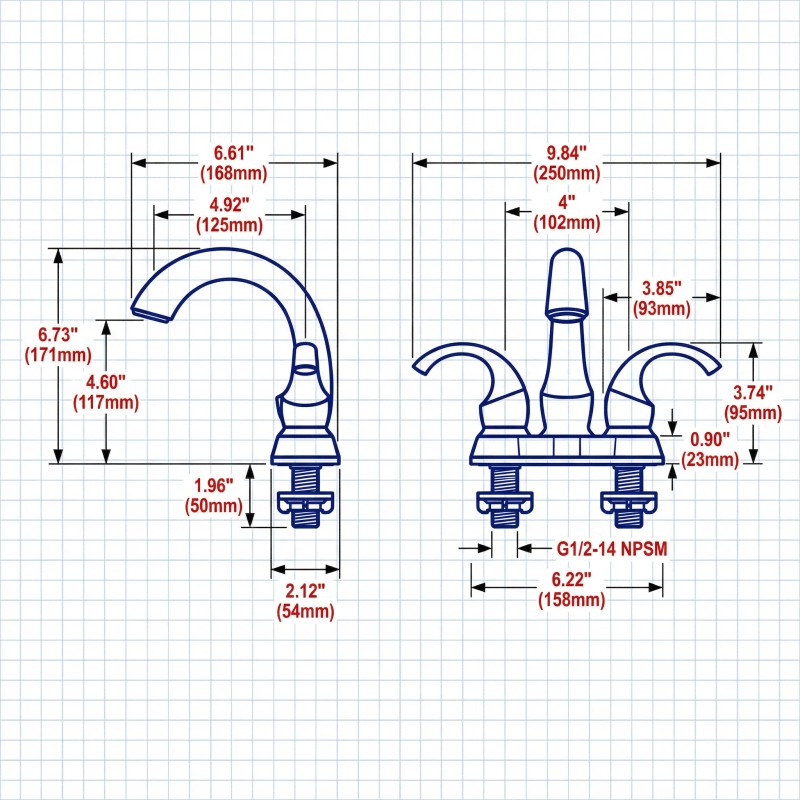 USA Local Stock 4 Inch Hot Cold Double Handle Deck