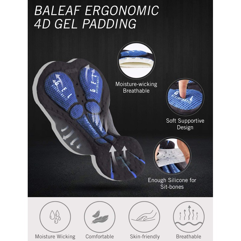 baleaf Men's Cycling Bib Shorts 4D Padded, Road Bike Cycling
