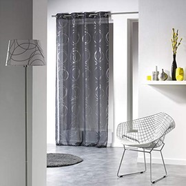 DOUCEUR D'INTERIEUR Curtain Rings 140X240 Printed Voile Argent Bully Anthracite