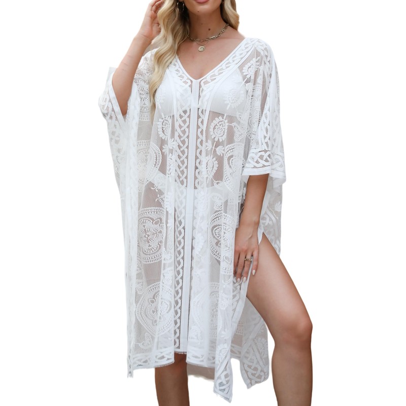Copricostume sexy ed elegante in pizzo da donna, copribikini con