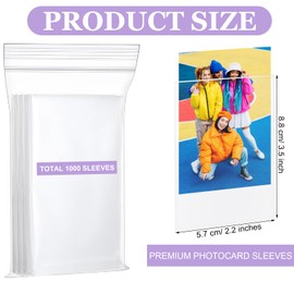 MotiMind 1000 Pcs Kpop Photocard Sleeves 2.28 x 3.5 Inch (57 x 88 mm) Clear Polypropylene Idol Photo Card Sleeves Transparent Card Protector PVC Free and Acid Free for Albums Photocards