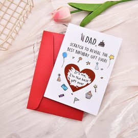 Dad Birthday Scratch Card for Father Daddy Bday Birthday Gifts for Stepdad father in law Dad Papa Surprise Scratch Off Card for Papa Bonus Father Dad Prank Greeting Card Christmas