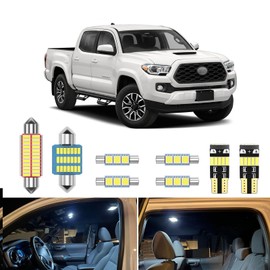 LED Light Bulb Kit Set for 2005-2021 Tacoma 6000K Bright White Interior LED Map Dome Lights Vanity Mirror License Plate Lights (10pcs LED Bulbs with Install Tool)