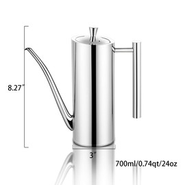 Sumerflos Olive Oil Dispenser Bottle Stainless Steel, 700ml/24oz Drip-Free Pouring Oil Pot, Large Oil Storage Container for Salad and Kitchen Cooking