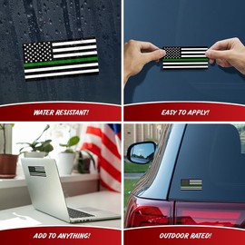 Decalcomania Thin Green Line Flag Decals for Cars - Set of 5 Military Stickers for Cars - Thin Green Line Decals American Flag Decal
