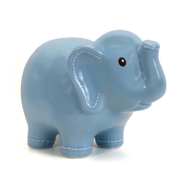 Child to Cherish Ceramic Stitched Elephant Piggy Bank, Blue