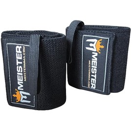 Meister Elastic Wrist Wraps with Thumb Loop - 1 Pair - Black