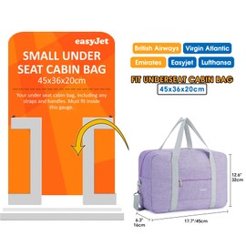 for Easyjet Airlines Cabin Bag 45x36x20 Underseat Foldable Travel Duffel Bag Holdall Tote Carry on Luggage Overnight for Women and Men 25L (Thick Series Purple (with Shoulder Strap))