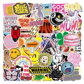 100PCS Skateboard Cool Stickers Band Stickers Pack Rock Roll Stickers Decals Laptop Cars Guitar Bumper Punk Classic Vinyl Waterproof Graffiti Bomb Stickers (23-1001G)