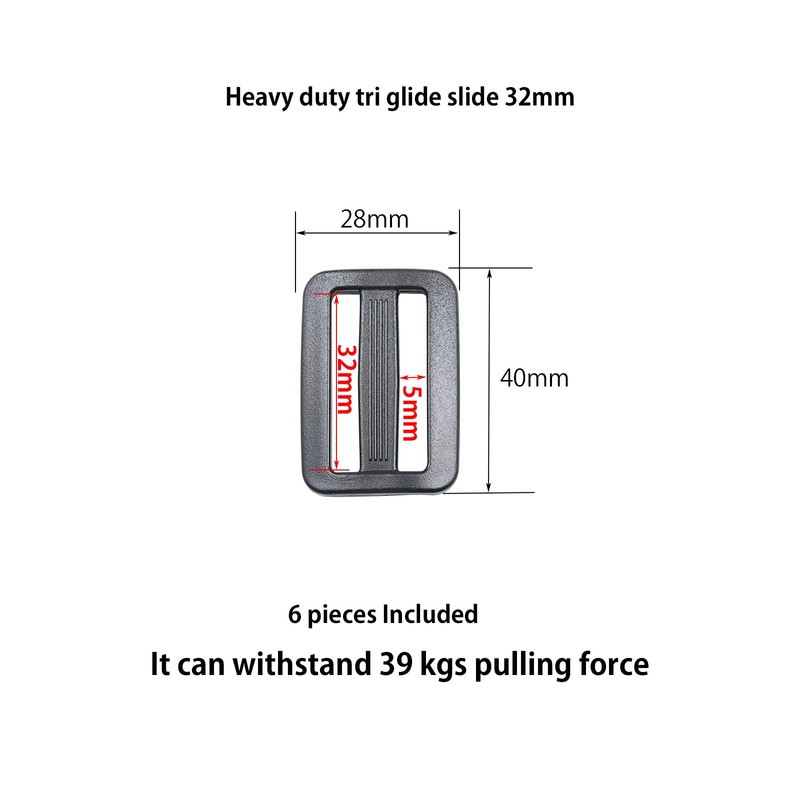 Ahijklmn Tri Glide Slides Plastic Adjustable Webbing Bar Slide Strap