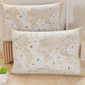 PETTI Artigiani Italiani - Bed Cushion Covers, Pair of Pillowcases 50 x 80 cm, Pillowcase, Hypoallergenic Microfibre Pillowcases, Made in Italy, World Cream Cushion Covers