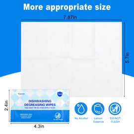 200 Pcs Dish Cleaning Wipes Individually Wrapped Travel Dish Soap Wipes,Portable Cleaning Wipes Disposable Wipes for Kitchen Outdoor Traveling Camping Quick Clean,Lemon Scent