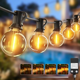 litogo 10M/30FT Festoon Lights Outdoor, Timer & Dimmable Garden Lights Mains Powered, 10+1 Shatterproof G40 Bulbs, Waterproof Outdoor String Lights for Yard Wedding Gazebo Patio Party