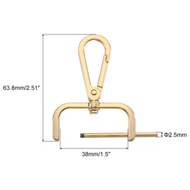QUARKZMAN Pack of 4 Swivel Carabiner Hooks, 38 mm (1 Inch) D-Ring Removable Snap Hook Metal Lobster Clasp with Screwdriver for Making, Gold
