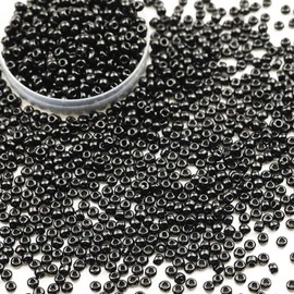 Bala&Fillic Opaque Black Color 4mm Glass Seed Beads about 1400pcs/110grams in Box 6/0 Glass Craft Seed Beads for Jewelry Making (Black)