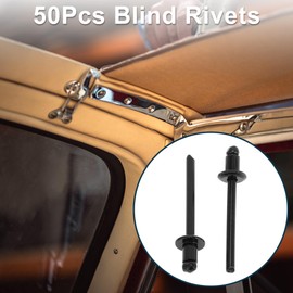 TUCKBOLD Dome Head Large Flange Blind Rivets Black 50 Pcs 4.8mm Grip Diameter 6mm Grip Length 9.5mm Flange Diameter Iron