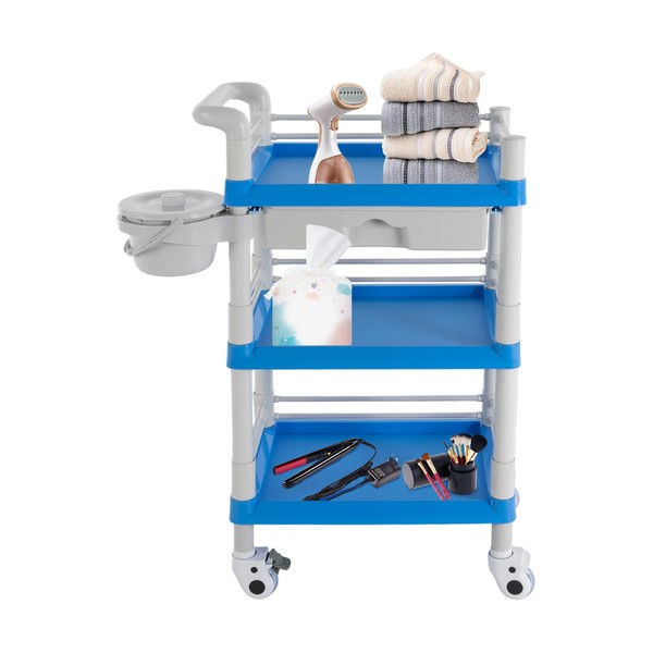 Beauty Trolley Cart with Wheels, 3 Tier Esthetician Cart Spa