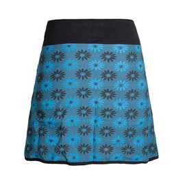 Vishes - Alternative Clothing - Women's Cotton Skirt with 70s Retro Flowers Printed and Pockets, turquoise