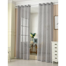 Transparent curtain with eyelets, 1 piece, eyelet curtain in linen look, decorative curtain in dark grey, 140 x 225 cm, window curtain for bedroom, children's room, kitchen, curtain, window curtain,