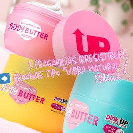PINK UP Body Butter Textura cremosa intensa Hidratación profunda al instante Piel suave, radiante y protegida Crema corporal Body lotion 200 ml Aroma Tropical Vibes Modelo PKSK32