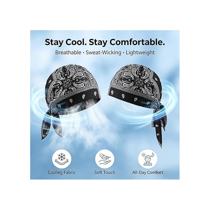 Paisley Cooling Head Scarf Cap Set, Motorcycle Pirate Head Wrap