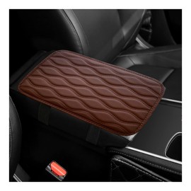 Ohleats Car Center Console Pad, Waterproof PU Leather Auto Armrest Box Cover, Comfortable Vehicle Arm Rest Protector Cushion Pad for Car SUV, Universal Car Accessories (Coffee)
