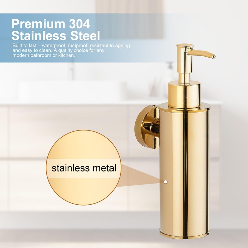 BGL Wall Mounted Soap Dispenser 304 Stainless Steel for Decoration