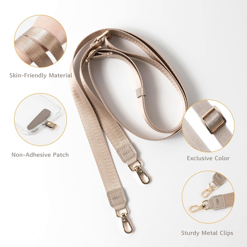 EKAX Adjustable Nylon Lanyard with Double Hook and PU Leather