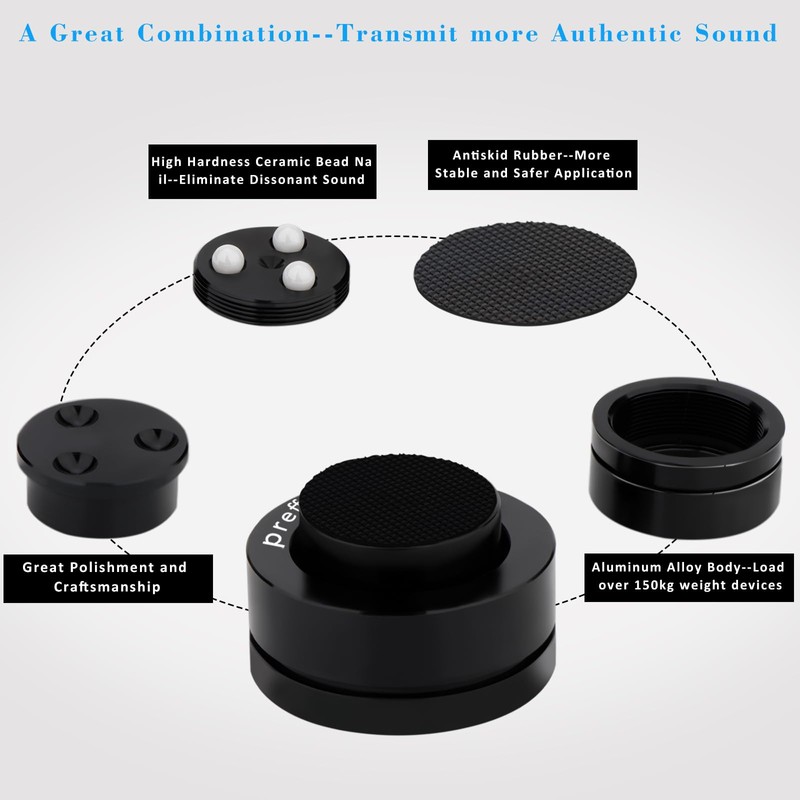 Preffair 4 Pcs Turntable Anti-Vibration Isolation Feet Speaker Feet Isolators