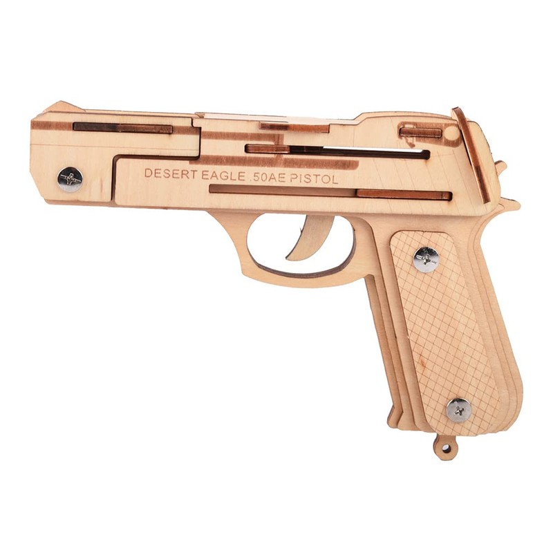 Jauarta 3D Wooden Rubber Band Gun Jigsaw Puzzle DIY Handmade