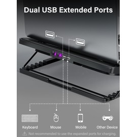 Kootek Kootek Laptop Cooling Pad, Laptop Cooler with 5 Quiet Fans for 12"-17" Computer PC Notebook Gaming Laptop Fan, Height Adjustable Laptop Cooling Stand Laptop Accessories (Purple)