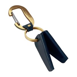 Cliff Men's Key Case, Key Cover, Quiet, Keychain, Carabiner, Made in Japan, Leather, Brass, navy