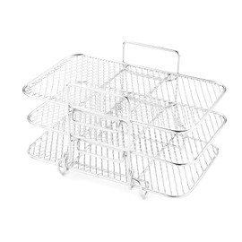 3 Layer baking net Air Fryer Rack fit for Ninja Dual 304 Stainless Steel Multi Layer Dehydrator Rack Toast Rack Accessories Crisp Lid For DZ201/DZ401