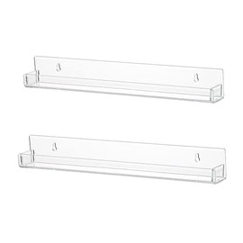 LikeU Nail Polish Rack Wall Mounted Shelf 2 Pack,Clear Acrylic Nail Polish Holder Organizer with Removable Anti-slip End Inserts,2 Tiers Floating Polish Organizer Display 30 Bottles