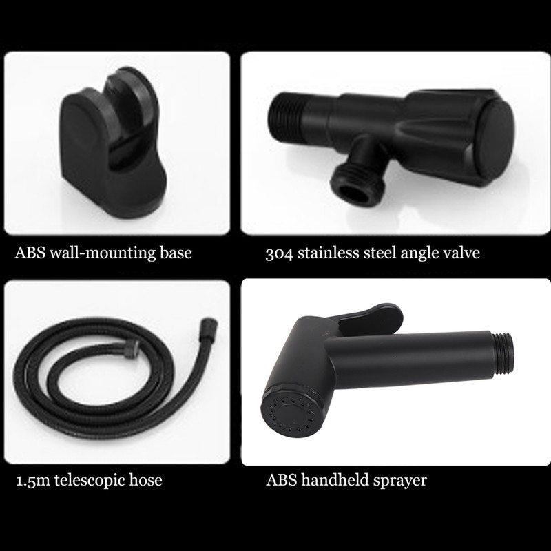 G1/2 Black Stainless Steel Handheld Toilet Bidet Sprayer Set Attachment