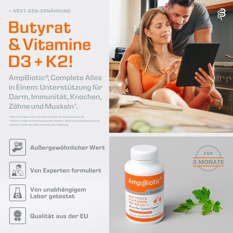 AmpBiotic® 90 Capsules by RedoxBox - Butyrate & Vitamin D3