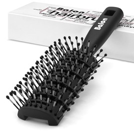 Cepillo de ventilación para el cabello con ventilación de 11 filas, para hombres y mujeres, cepillos de ventilación con cerdas con punta de bola para secado rápido de cabello recto y rizado y húmedo (negro)