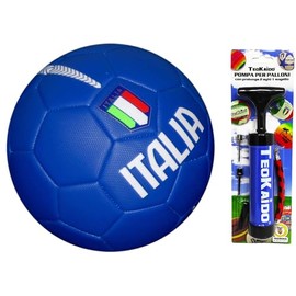 Football Italy for Training or Game Size 5 Diameter 23 cm Size 5 with Portable Pump for Quick Inflation with Extension 2 Needles and an Augello
