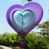 DJUAN Wind Spinner Purple-Green Gradient Love Heart 3D Metal Hanging