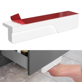 UGVV Cabinet Foot Pull for Trash Drawer, Hands Free Design Garbage Drawer Foot Pull, Adhesive Silicone Cabinet Door Handle Touchless Opener for Kitchen Trash Cabinet Drawer, White (1Pack)