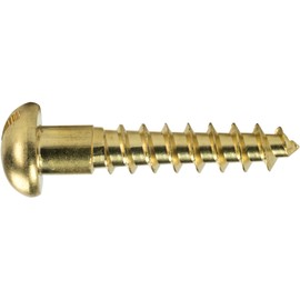 #8 x 1-3/4" Round Head Wood Screws, Solid Brass, Slotted Drive, Partially Threaded, Quantity 25
