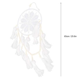 Atrapasueños con borla blanca, para colgar en la pared, estilo indio, bohemio, hecho a mano, atrapasueños, decoración de dormitorio, decoración del hogar, cadena de hadas, adorno de coche, bodas, fiestas, decoración