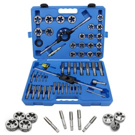 45 Piece Metric Tap and Die Set, External and Internal Thread Cutting & Repair Tool Kit, Essential Threading Wrench Included