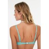 TRENDYOL Women's Strapless Striped Flywheel Bikini Top, Green